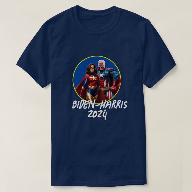 Joe Biden and Kamala Harris as  Superheros T-Shirt (Design Front)