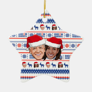 Joe Biden and Kamala Harris Christmas Ceramic Ornament