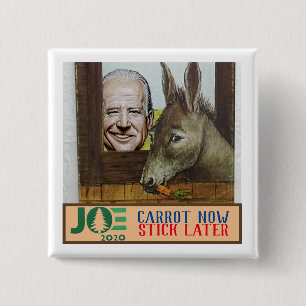 Joe Biden: Carrot Now / Stick Later 15 Cm Square Badge