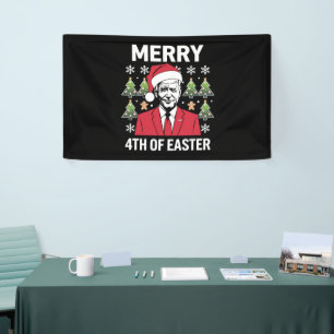 Joe Biden Christmas Santa Hat Merry 4th Of Easter Banner