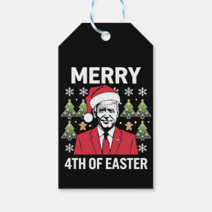 Joe Biden Christmas Santa Hat Merry 4th Of Easter Gift Tags
