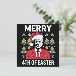 Joe Biden Christmas Santa Hat Merry 4th Of Easter Invitation