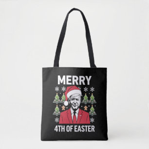 Joe Biden Christmas Santa Hat Merry 4th Of Easter Tote Bag