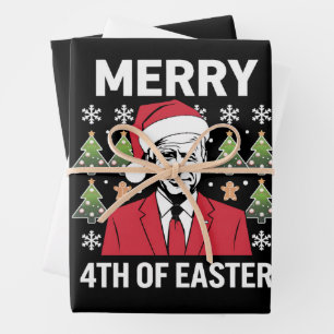 Joe Biden Christmas Santa Hat Merry 4th Of Easter Wrapping Paper Sheet
