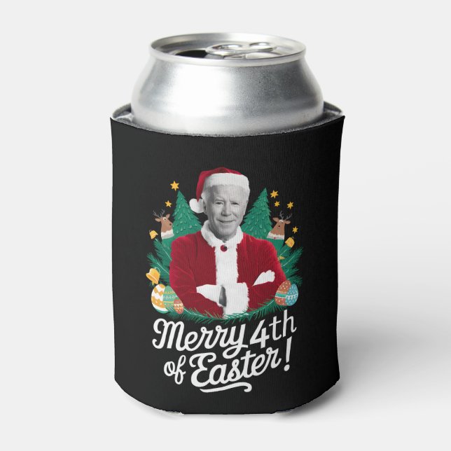 Joe Biden Christmas Santa Merry 4th Of Easter Xmas Can Cooler (Can Front)