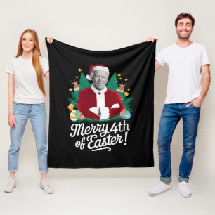 Joe Biden Christmas Santa Merry 4th Of Easter Xmas Fleece Blanket