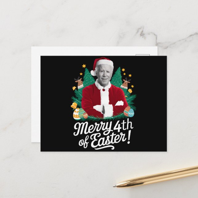 Joe Biden Christmas Santa Merry 4th Of Easter Xmas Holiday Postcard (Front/Back In Situ)