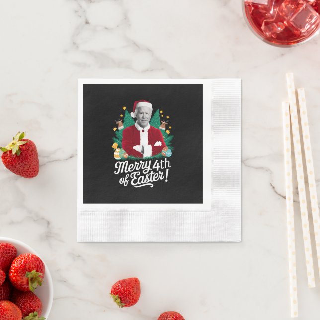 Joe Biden Christmas Santa Merry 4th Of Easter Xmas Napkin (Insitu)