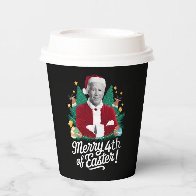 Joe Biden Christmas Santa Merry 4th Of Easter Xmas Paper Cups (Front)