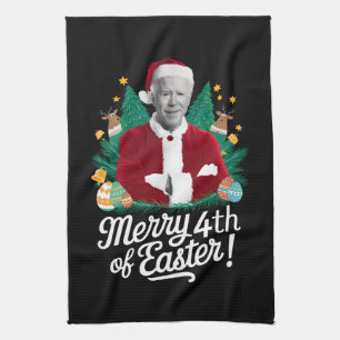Joe Biden Christmas Santa Merry 4th Of Easter Xmas Tea Towel