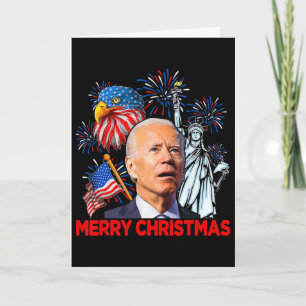Joe Biden Confused Patriotic Merry Christmas For 4 Card