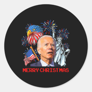 Joe Biden Confused Patriotic Merry Christmas For 4 Classic Round Sticker