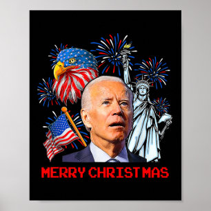 Joe Biden Confused Patriotic Merry Christmas For 4 Poster