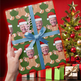 Joe Biden Face Custom Face Photo Gingerbread Wrapping Paper