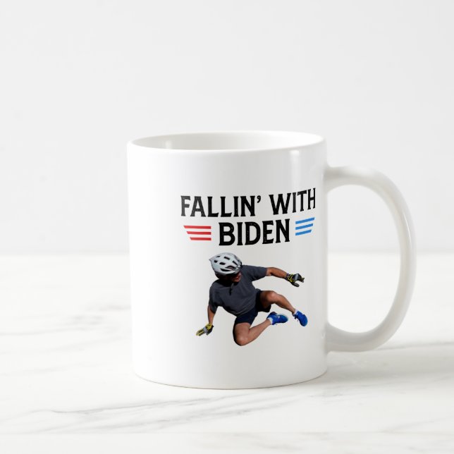Joe Biden Falling Off Bicycle Biden Bike Meme Funn Coffee Mug (Right)