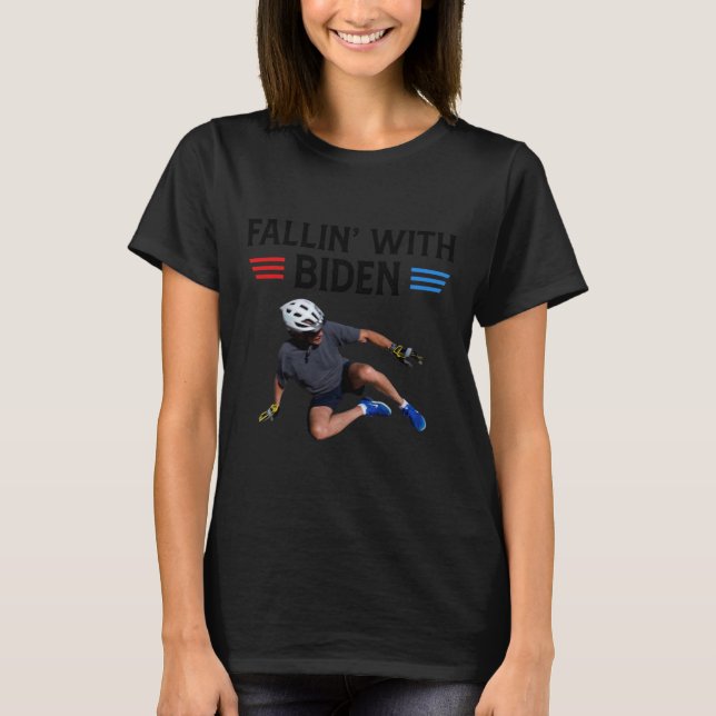 Joe Biden Falling Off Bicycle Biden Bike Meme Funn T-Shirt (Front)