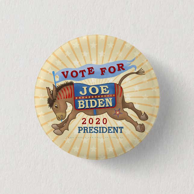 Joe Biden for President 2020 Democrat Donkey 3 Cm Round Badge (Front)