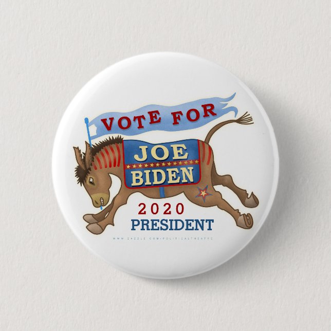Joe Biden for President 2020 Democrat Donkey v2 6 Cm Round Badge (Front)