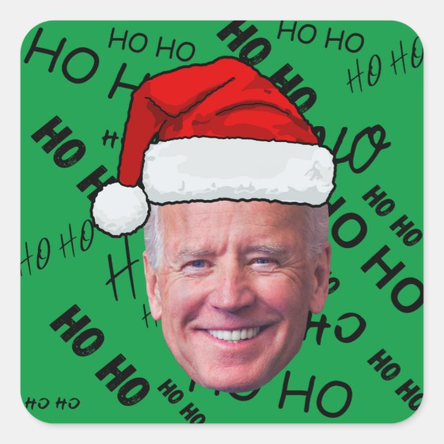 Joe Biden Funny Green Ho Ho Christmas Square Sticker (Front)