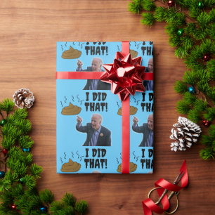 JOE BIDEN FUNNY POOP CHRISTMAS WRAPPING PAPER