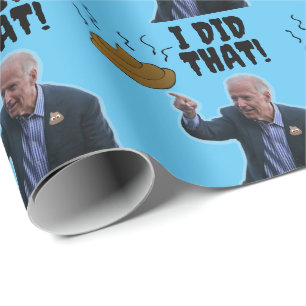 JOE BIDEN FUNNY POOP CHRISTMAS WRAPPING PAPER