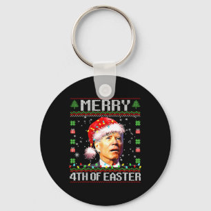 Joe Biden Happy 4th Easter Ugly Christmas Sweater  Key Ring