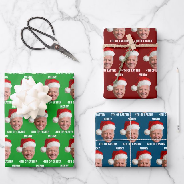Joe Biden Happy 4th Of Easter Christmas Wrapping Paper Sheet (Front)