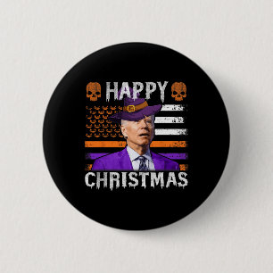 Joe Biden Happy Halloween Happy Christmas Us Flag 6 Cm Round Badge