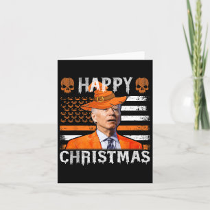 Joe Biden Happy Halloween Happy Christmas Us Flag  Card