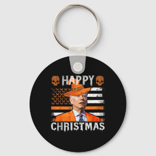 Joe Biden Happy Halloween Happy Christmas US Flag Key Ring