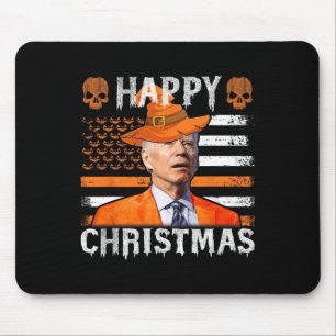 Joe Biden Happy Halloween  Happy Christmas US Flag Mouse Pad