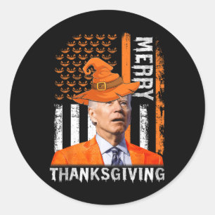 Joe Biden Happy Halloween Merry Thanksgiving Us Fl Classic Round Sticker