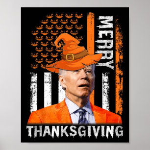 Joe Biden Happy Halloween Merry Thanksgiving Us Fl Poster