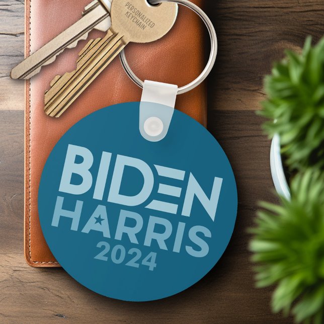 Joe Biden Kamala Harris 2024 blue white Key Ring (Personalized Keychain - Biden Harris)