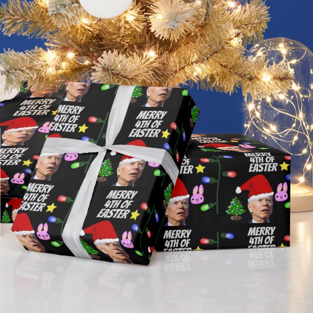 JOE BIDEN MERRY 4TH OF EASTER CHRISTMAS  WRAPPING PAPER (Holidays)