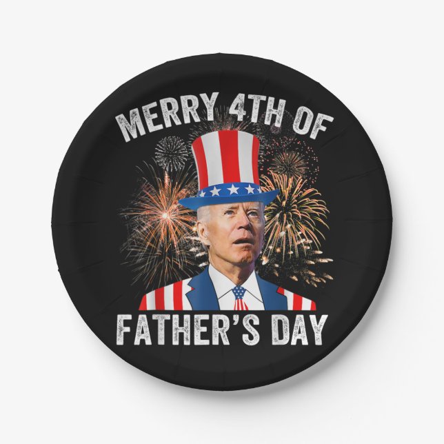 Joe Biden Merry 4th Of Father's Day Funny 4th Of J Paper Plate (Front)