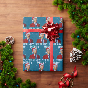 Joe Biden Merry 4th Of July Christmas Wrapping Paper