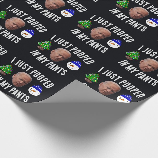 JOE BIDEN POOPED IN PANTS CHRISTMAS WRAPPING PAPER (Corner)