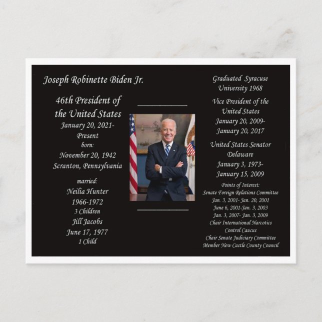 Joe Biden President Postcard (Front)