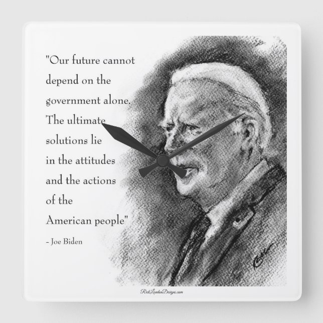 Joe Biden & Quote Square Wall Clock (Front)