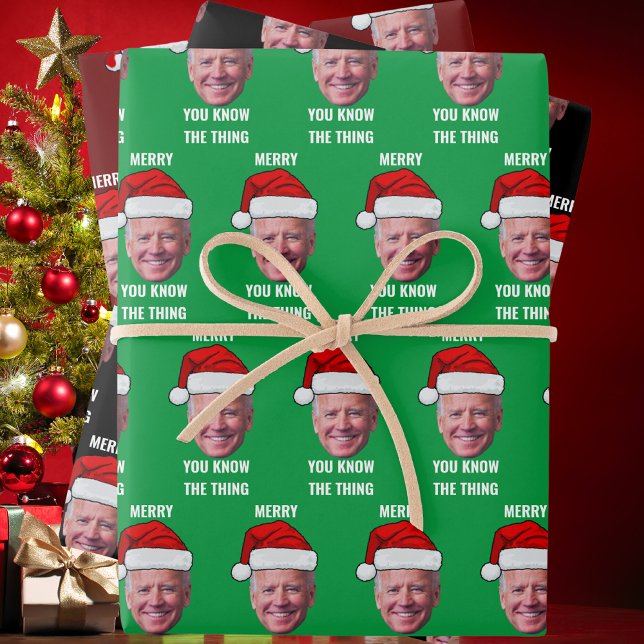 Joe Biden Santa Hat You Know The Thing Wrapping Paper Sheet (Creator Uploaded)