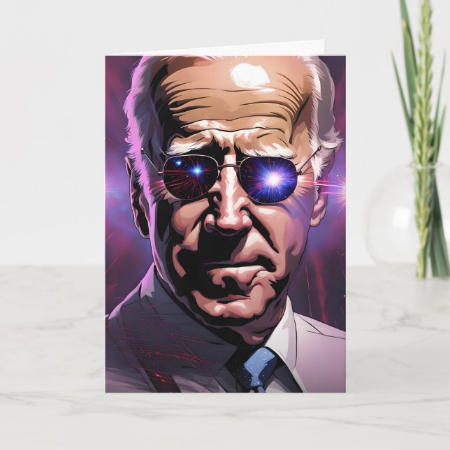 Joe Biden Sunglasses Purple Background Card (Front)