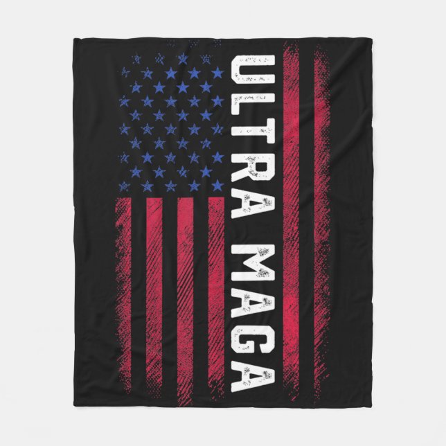 Joe Biden Ultra Maga Ultra Maga America Flag Fleece Blanket (Front)