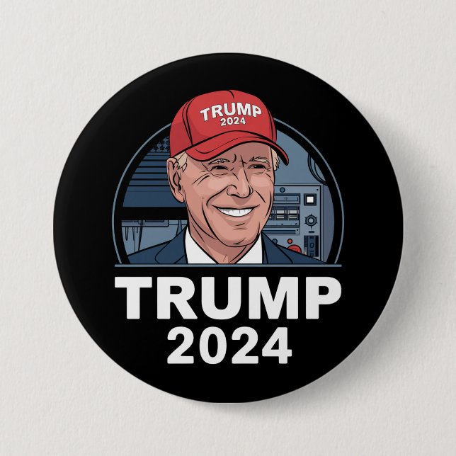 Joe biden Wearing A Trump Hat 7.5 Cm Round Badge (Front)