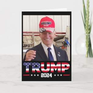 Joe Biden Wearing A Trump Hat Card