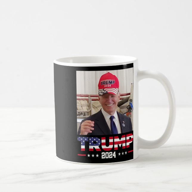 Joe Biden Wearing A Trump Hat  Coffee Mug (Right)