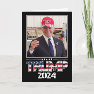 Joe Biden Wearing A Trump Hat Election Funny Card