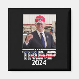 Joe Biden Wearing A Trump Hat Election Funny Magnet