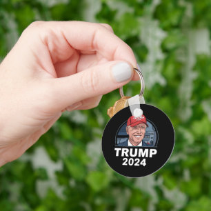 Joe biden Wearing A Trump Hat Key Ring