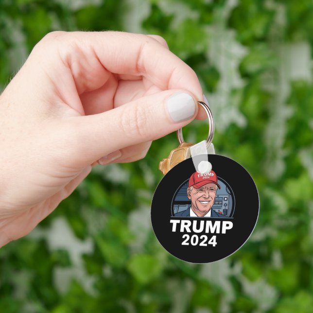 Joe biden Wearing A Trump Hat Key Ring (Hand)